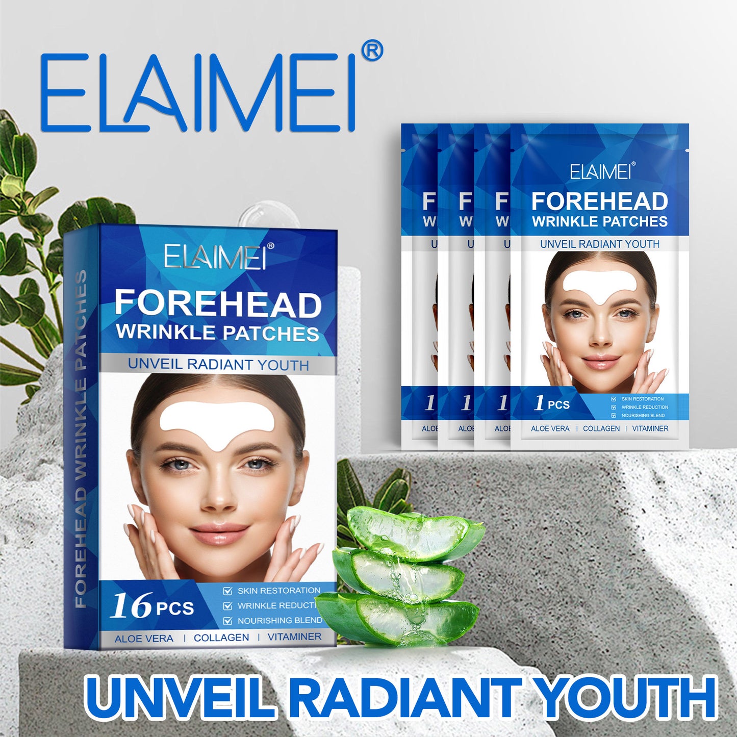 ELAIMEI - Forehead Wrinkle Patches 16Pcs with Aloe Collagen Vitamin E