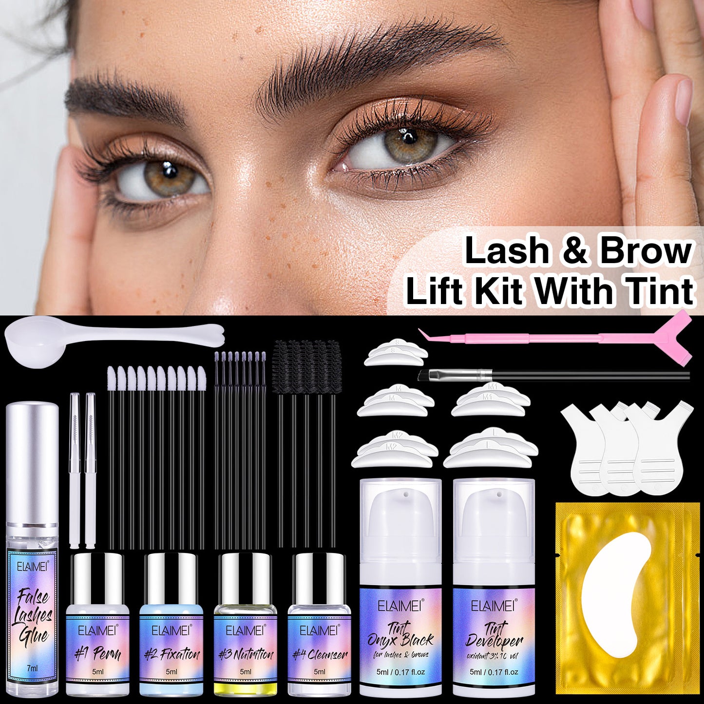 ELAIMEI - Professional Lash and Brow -Lift Kit with Tint -Eyelash and Eyebrow - Kit