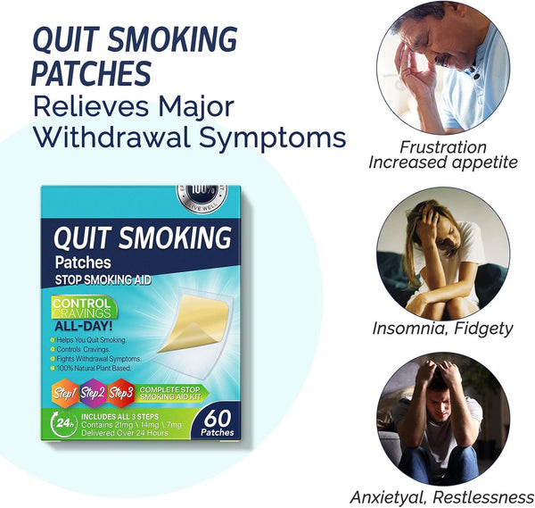 Sefudun Quit Smoking Patches, Nicotine Quit Smoking Plant Extract Patch - Step 1-21mg/Step 2-14mg/Step 3-7mg