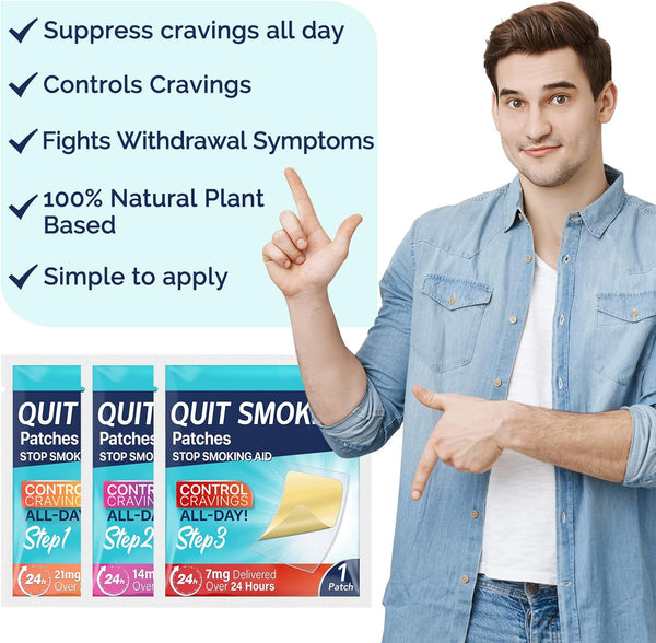 Sefudun Quit Smoking Patches, Nicotine Quit Smoking Plant Extract Patch - Step 1-21mg/Step 2-14mg/Step 3-7mg