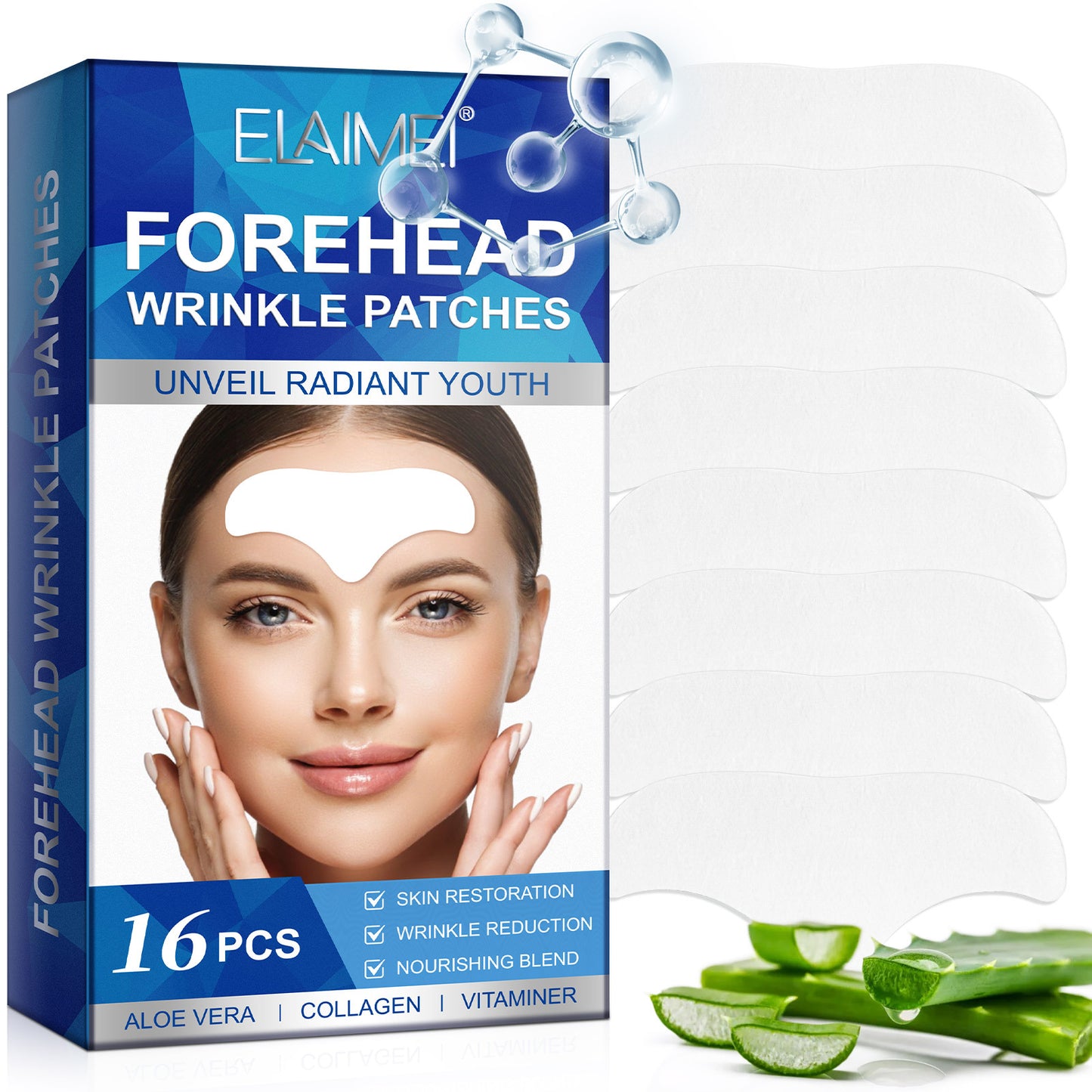 ELAIMEI - Forehead Wrinkle Patches 16Pcs with Aloe Collagen Vitamin E