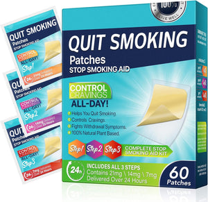 Sefudun Quit Smoking Patches, Nicotine Quit Smoking Plant Extract Patch - Step 1-21mg/Step 2-14mg/Step 3-7mg