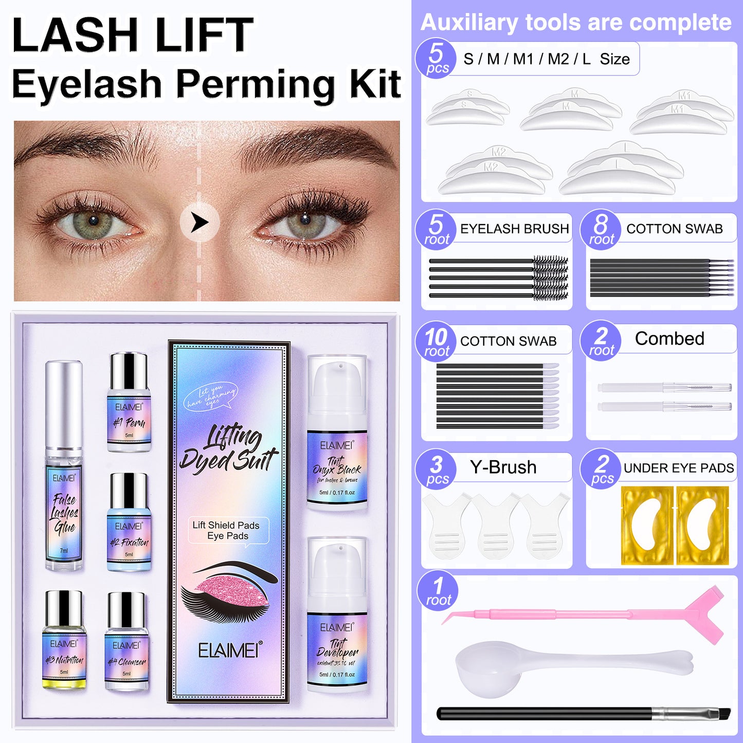 ELAIMEI - Professional Lash and Brow -Lift Kit with Tint -Eyelash and Eyebrow - Kit