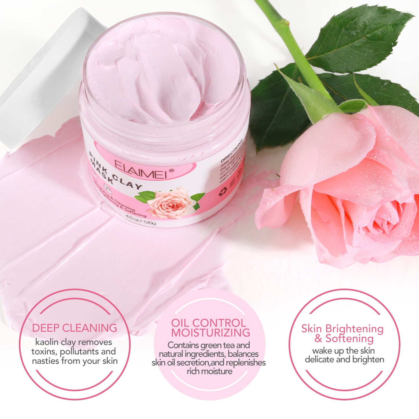 ELAIMEI - Clay Mask-Detoxifying Cleansing and Softening -Purify Pores-Control Oil