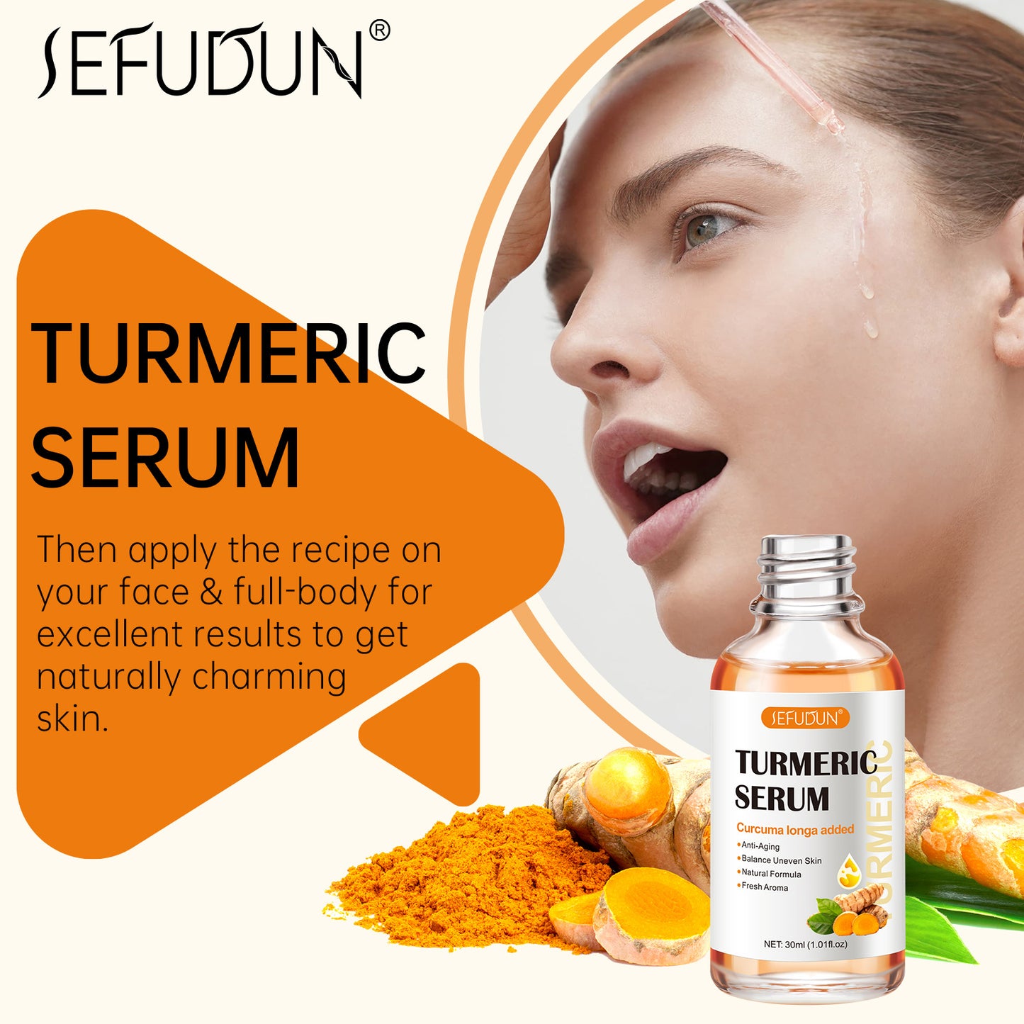 SEFUDUN - Turmeric Serum-Anti Aging-Balance uneven skin-Dark Spot Corrector-30ml