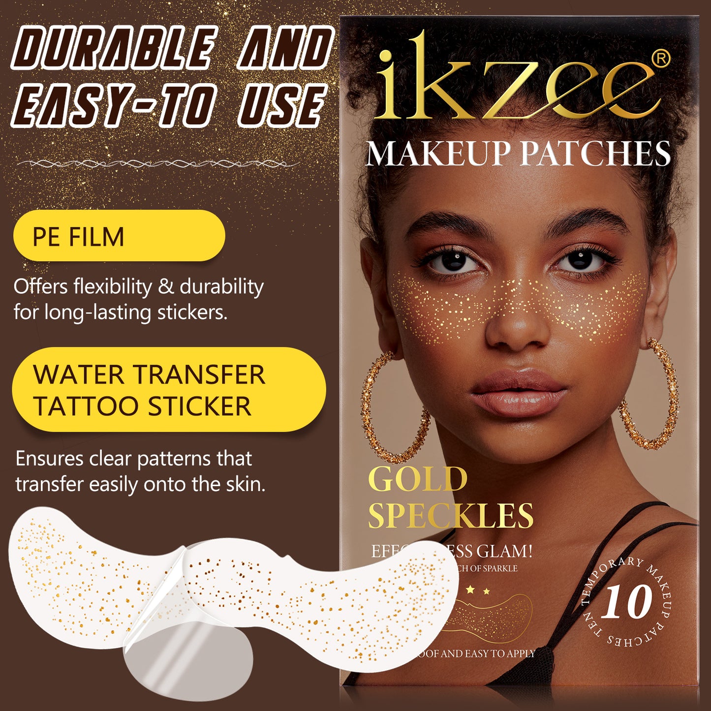 IKZEE - Face Makeup Gold Glitter Freckle Patches-Waterproof -Effortless Glam