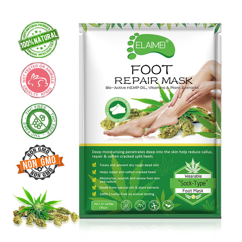 ELAIMEI Foot Mask Hemp Oil Nourishing Moisturizing Repairing Plant-Based