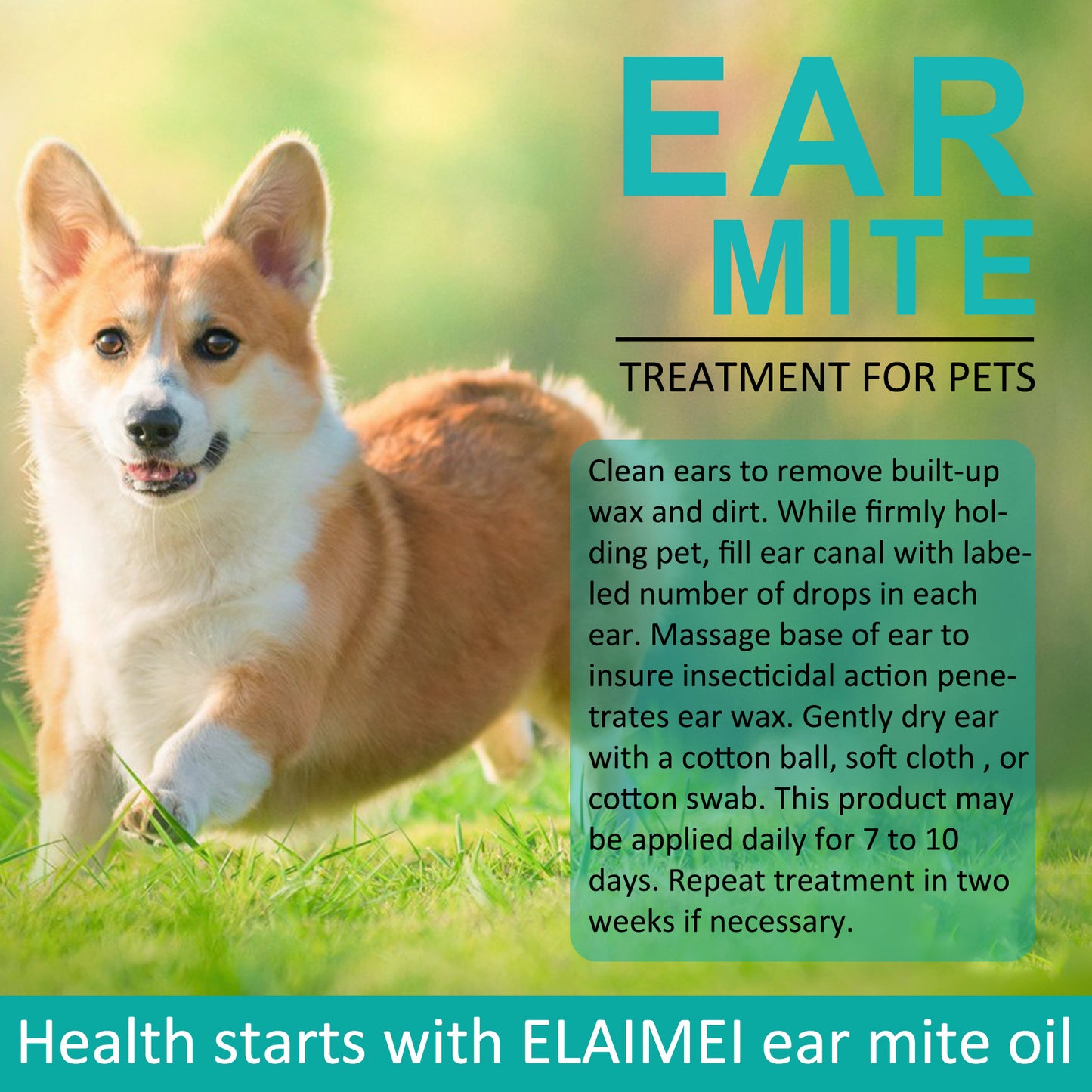 ELAIMEI - Ear Mite Treatment For Pets -Kills Ear Mite on Contact-Contains Aloe