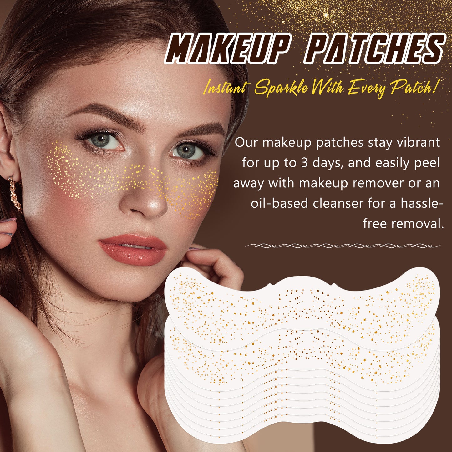 IKZEE - Face Makeup Gold Glitter Freckle Patches-Waterproof -Effortless Glam