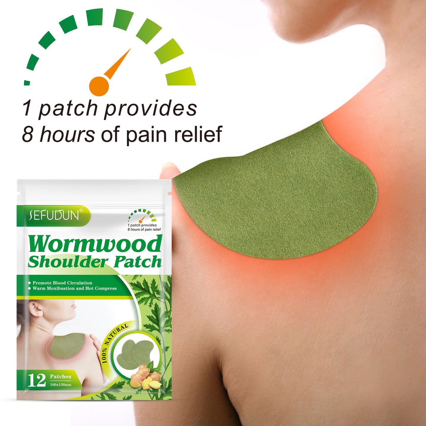 SEFUDUN - Wormwood Shoulder Patch Pain Relief-Promote Blood Circulation-12 Patches