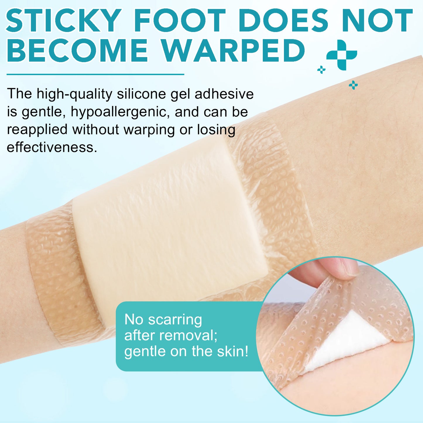 SEFUDUN - Silicone Foam Dressing Silver Ag+ Sterile Wound Bandage-Waterproof Absorben