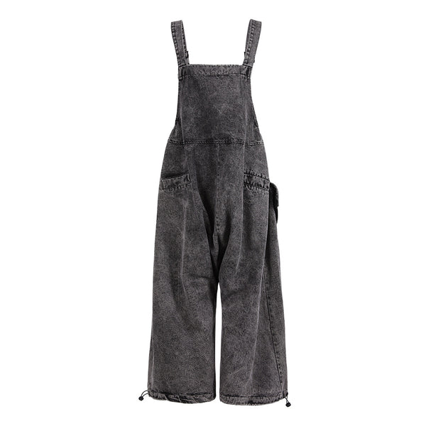 Trendy Oversized Three-Dimensional Pocket Overalls Baggy Loose Fit Large-Dark Grey