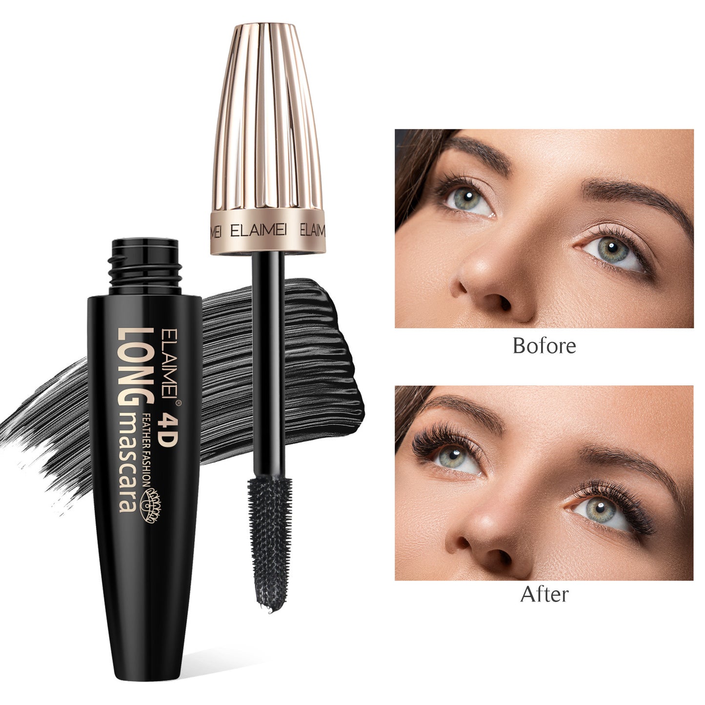 ELAIMEI - 4D Long Volume Mascara -Thicker Longer and Curl Lashes-Intense Volume