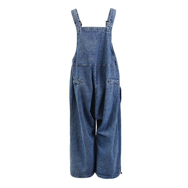 Trendy Oversized Three-Dimensional Pocket Overalls Baggy Loose Fit Large-Blue