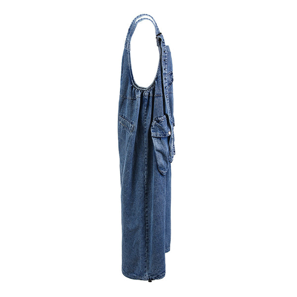 Trendy Oversized Three-Dimensional Pocket Overalls Baggy Loose Fit Large-Blue