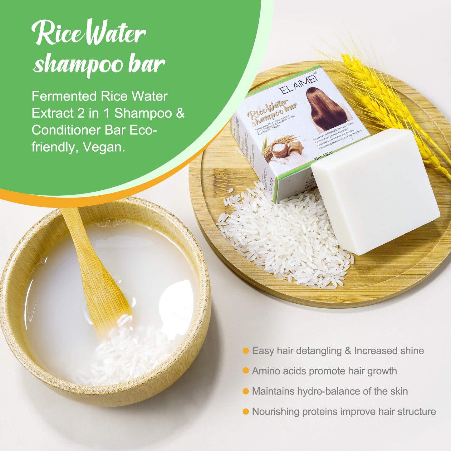 ELAIMEI - Elaimei Rice Water Shampoo Bar-2 in 1 Shampoo and Conditioner Bar