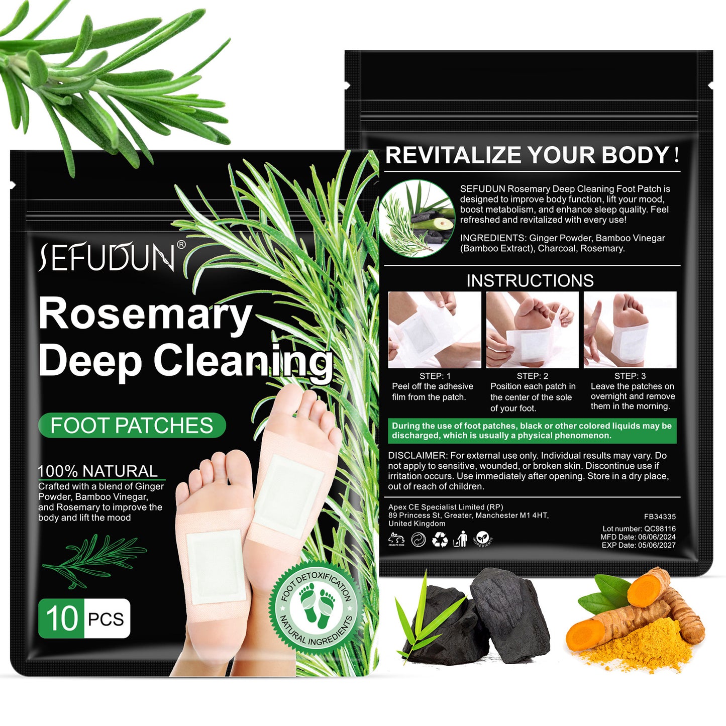 SEFUDUN - Rosemary Deep Cleaning Foot Patch Relaxation Relieves Pain & Stress