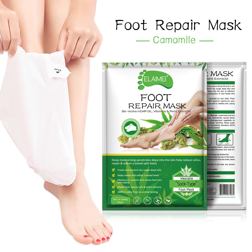 ELAIMEI Foot Mask Hemp Oil Nourishing Moisturizing Repairing Plant-Based