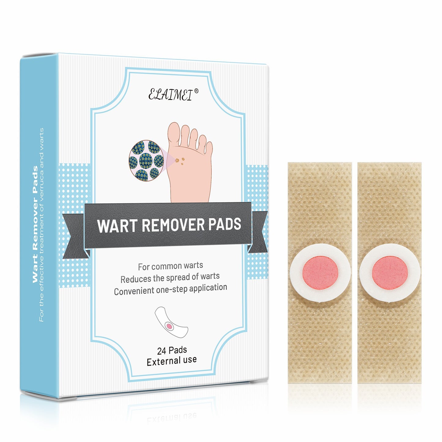 ELAIMEI - Wart Remover Pads - For Common Warts- Reduces the Spread of Warts - 24 Pads