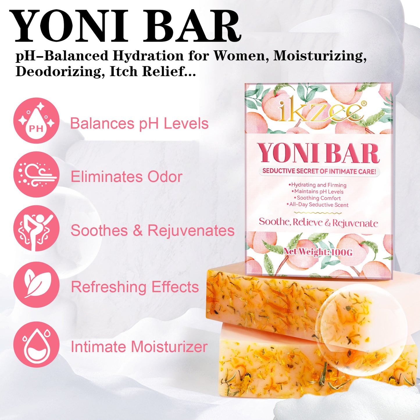 IKZEE - 100% Natural Organic Yoni Soap for Women Ph Balance Eliminates Odor