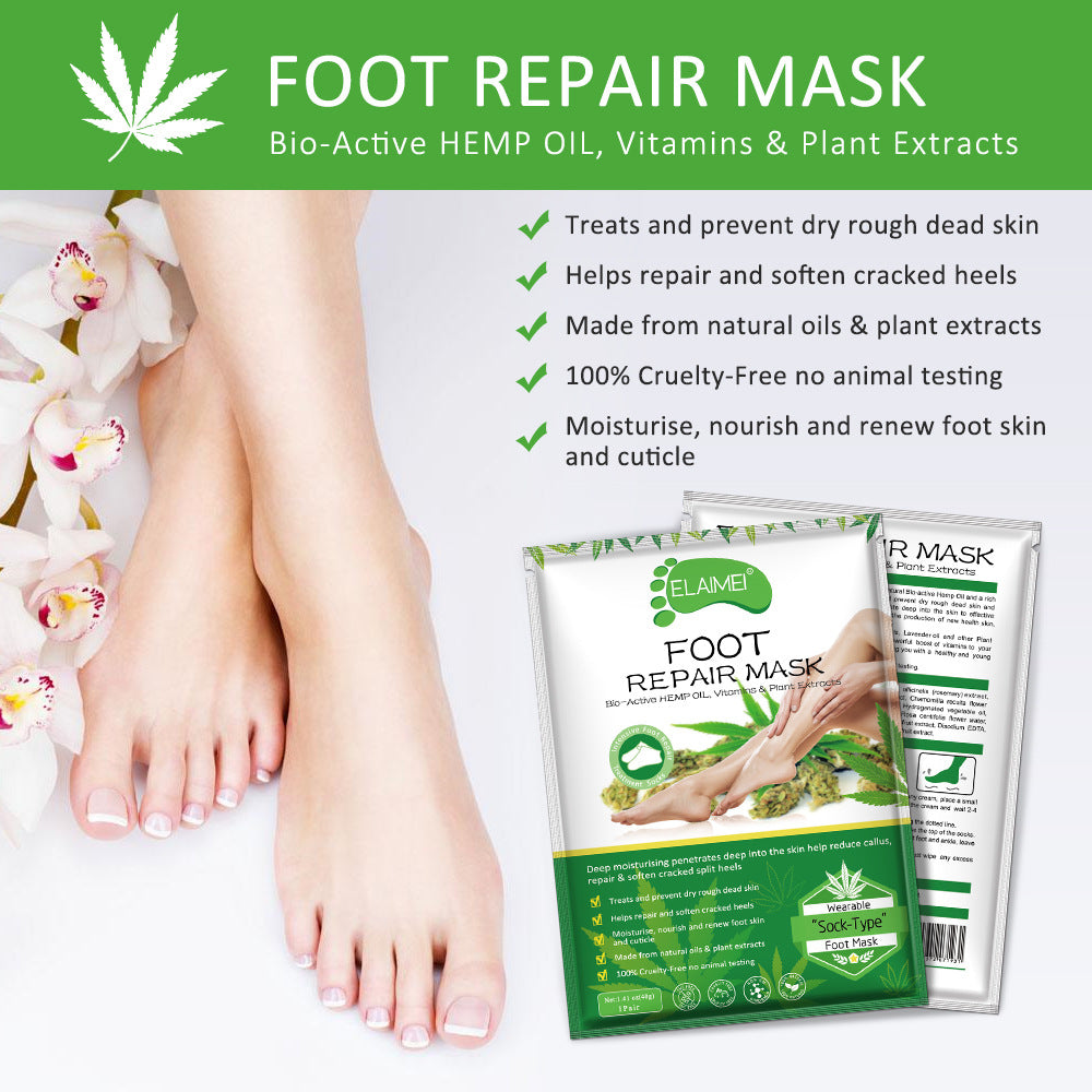 ELAIMEI Foot Mask Hemp Oil Nourishing Moisturizing Repairing Plant-Based