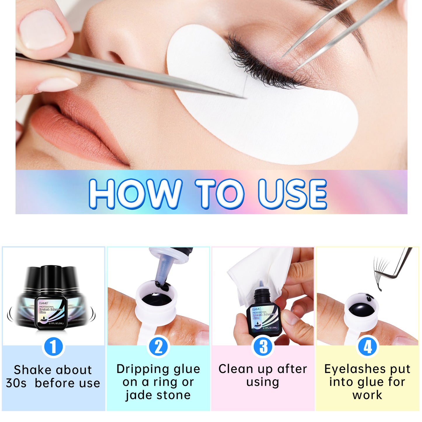 ELAIMEI - Eyelash Extension Glue- Professional Lash Extension Glue Strong Ultra Hold