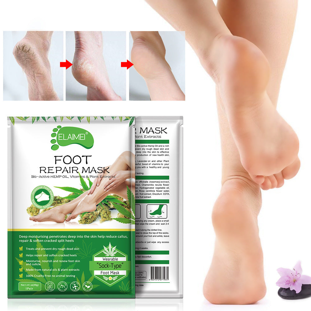 ELAIMEI Foot Mask Hemp Oil Nourishing Moisturizing Repairing Plant-Based