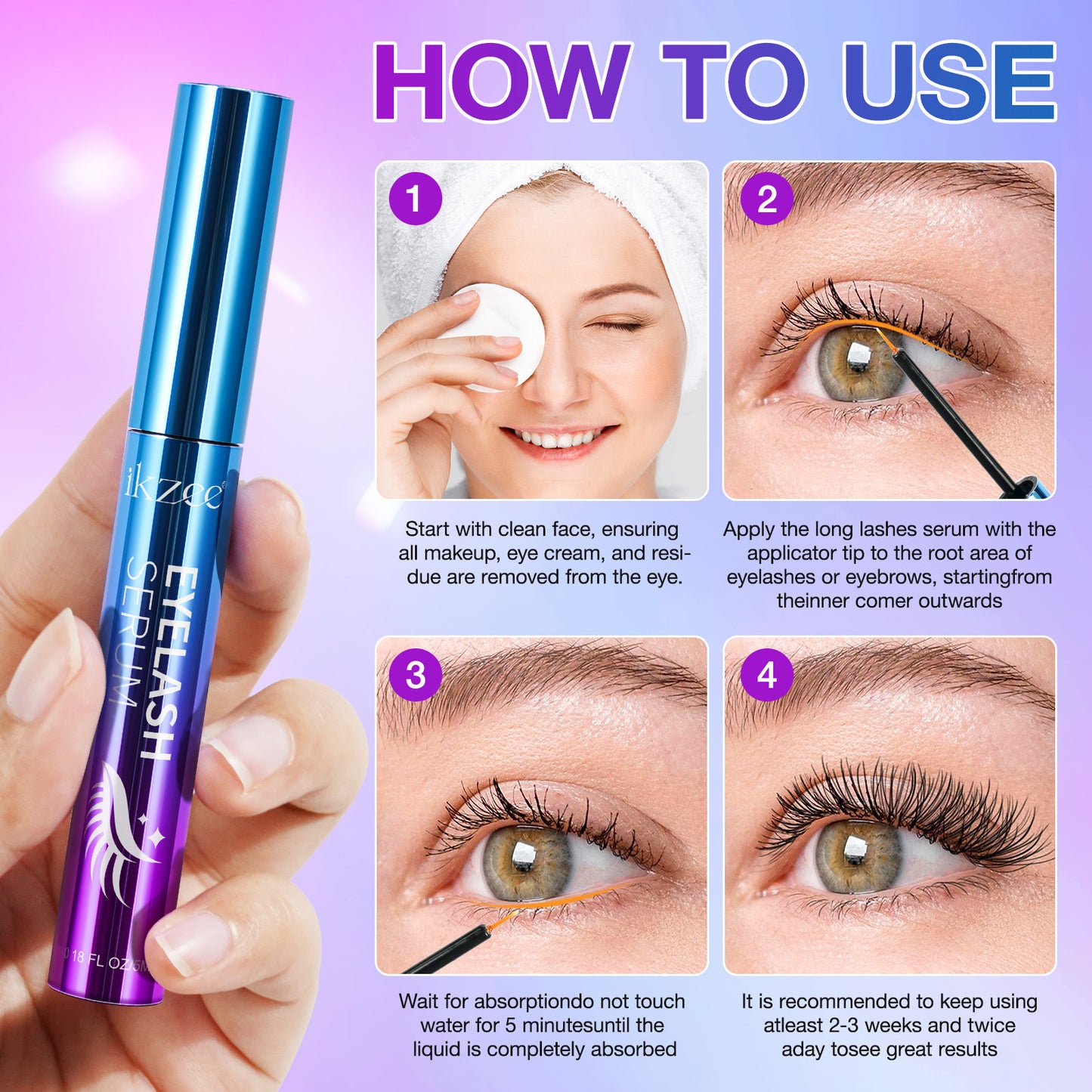 IKZEE - Eyelash Serum For Fuller Longer Lashes - Eyelash Serum