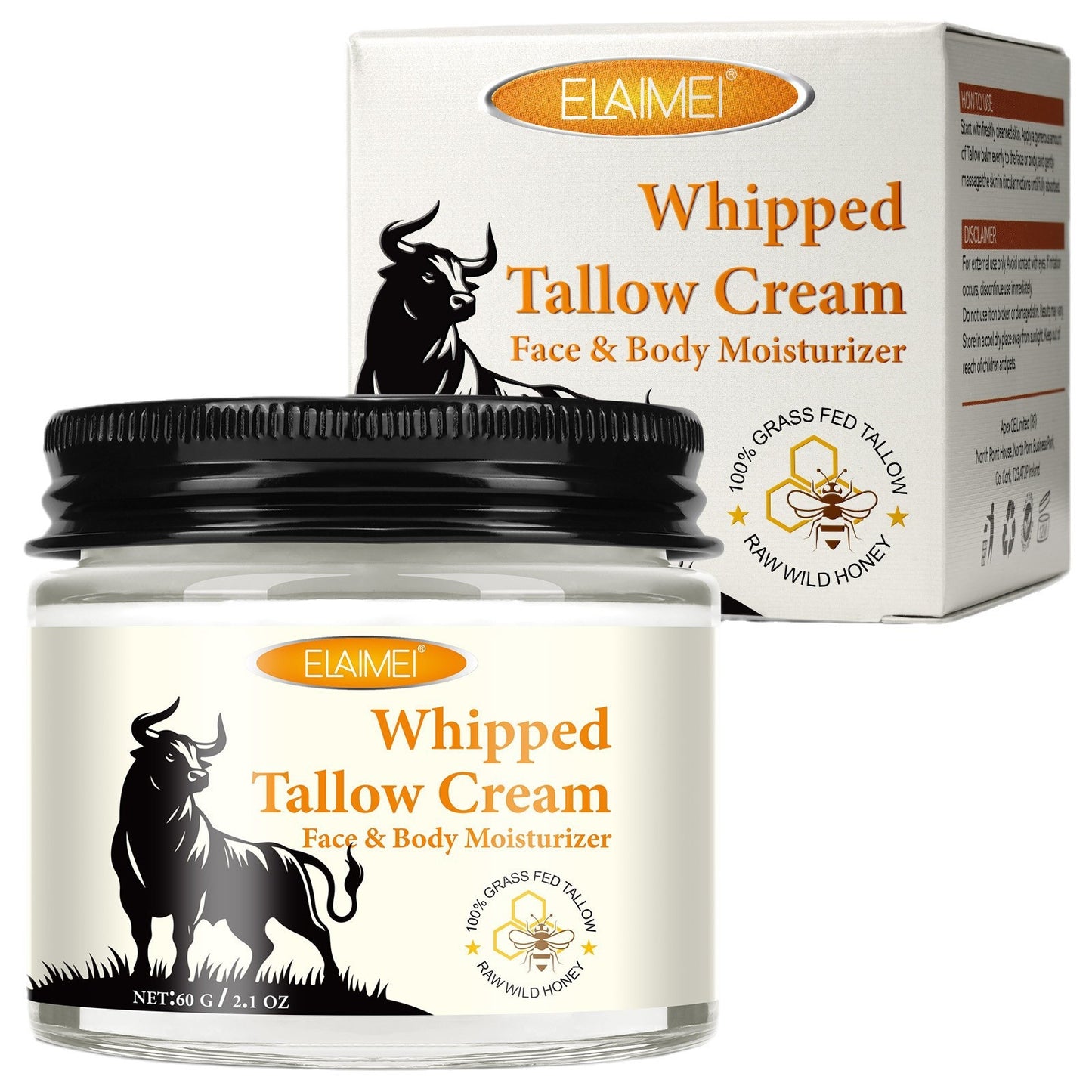 ELAIMEI - Whipped Tallow Cream-Face and Body Moisturizer-100% Grass Fed Tallow