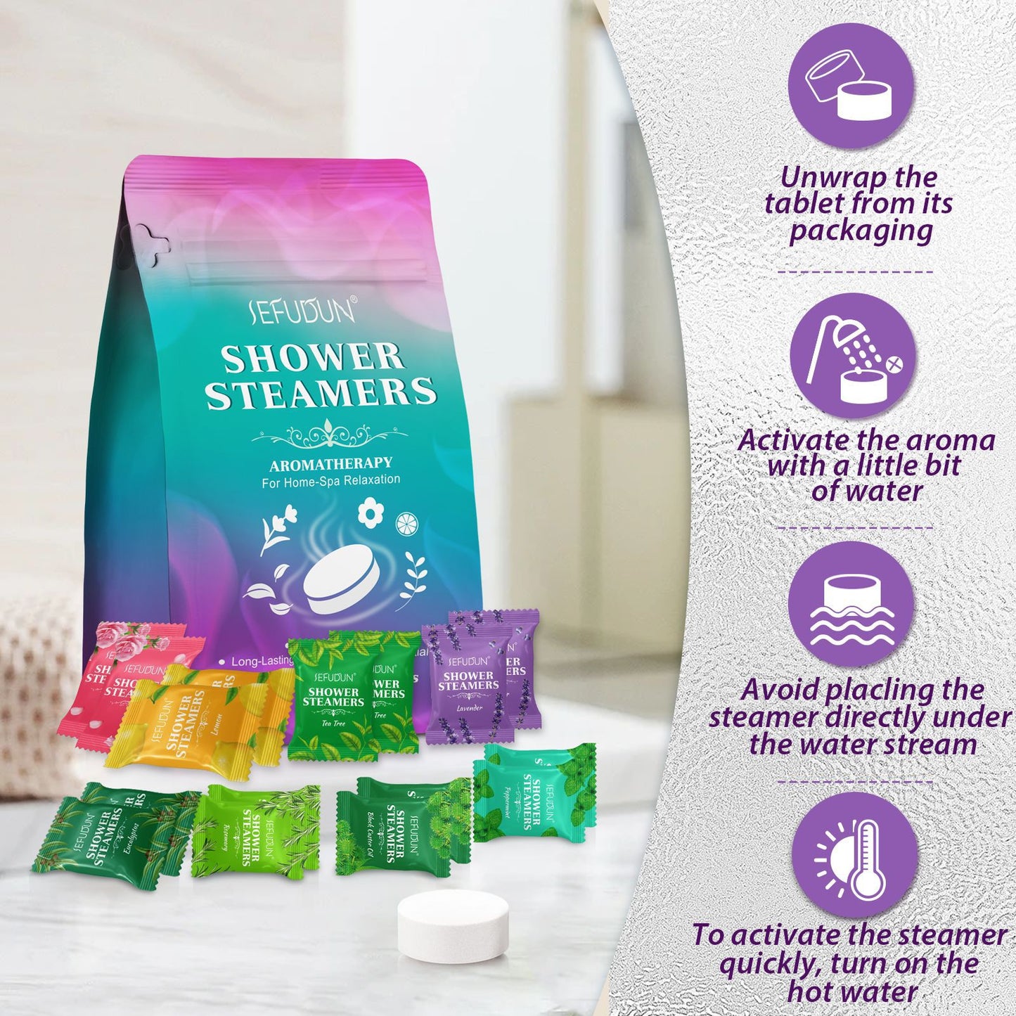 SEFUDUN - Aromatherapy Shower Steamers Home Spar Therapy Long Lasting Scent