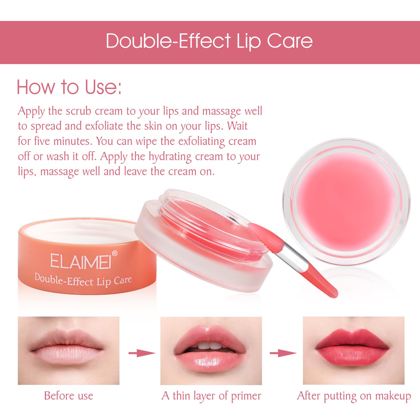 ELAIMEI - Double Effect Lip Care-Renews Revives Softens- Scub and Exfoliating Cream