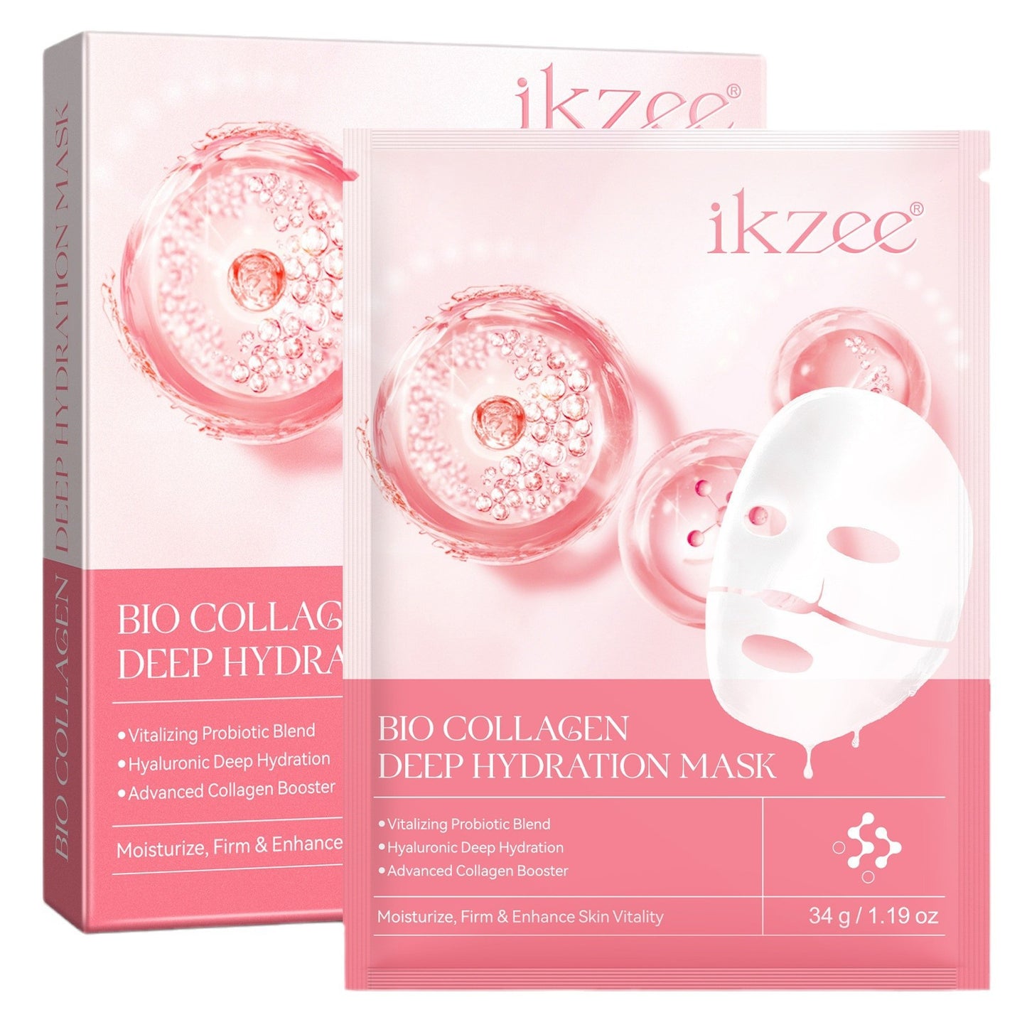 IKZEE- Collagen Hydrating Hydrogel Mask Moisturizing Lifting Firming Wrinkle 4 Piece