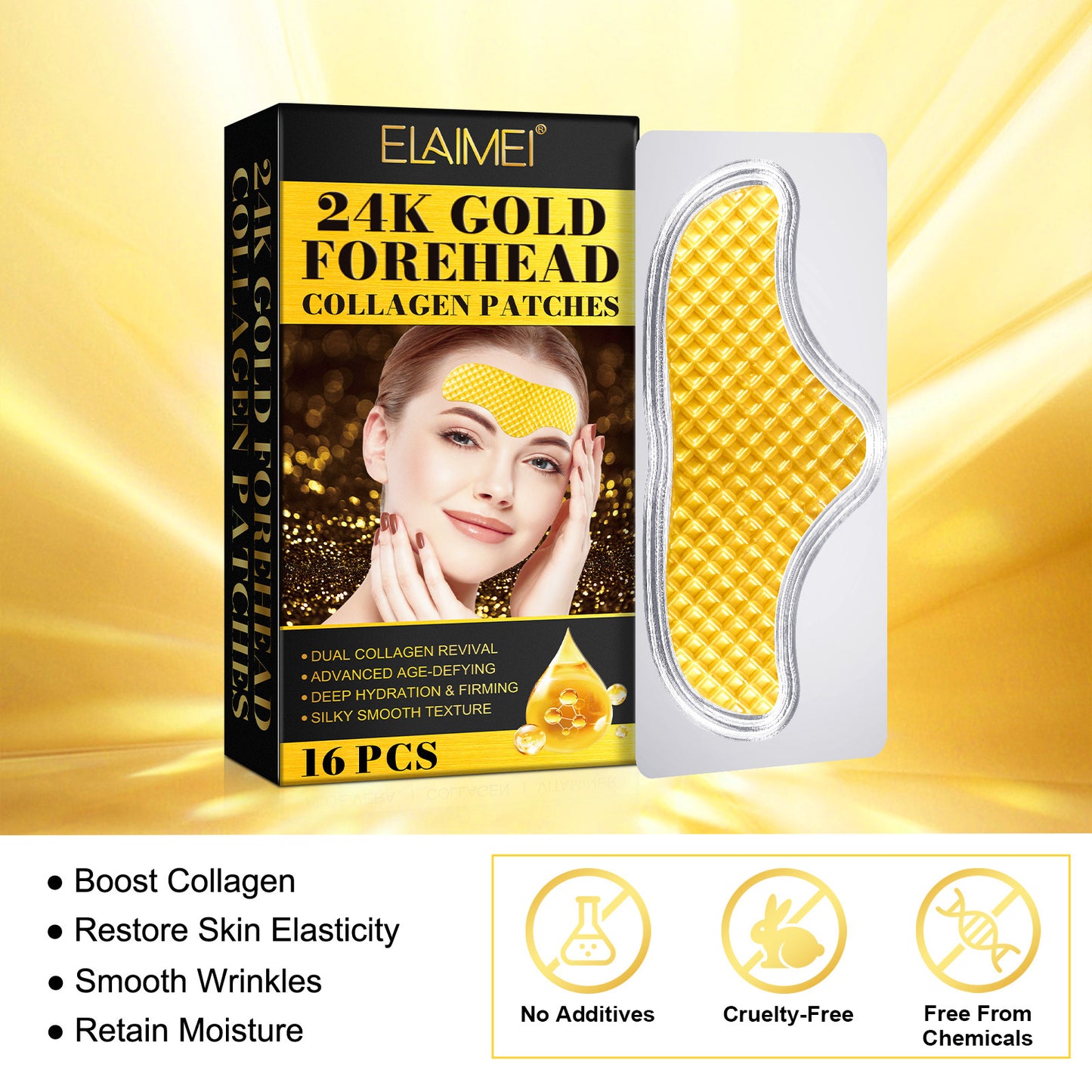 ELAIMEI - Gold Collagen Forehead Wrinkle Patch Reduces Fine Lines