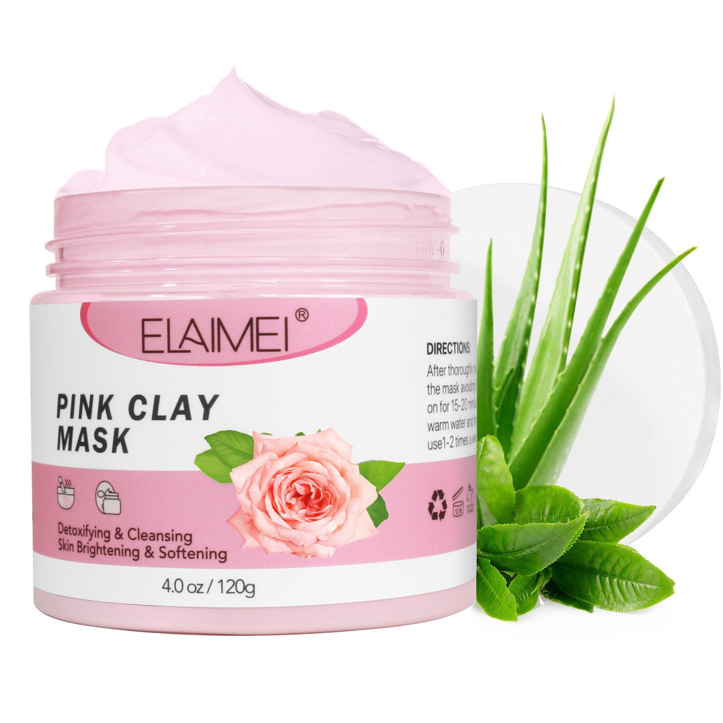 ELAIMEI - Clay Mask-Detoxifying Cleansing and Softening -Purify Pores-Control Oil