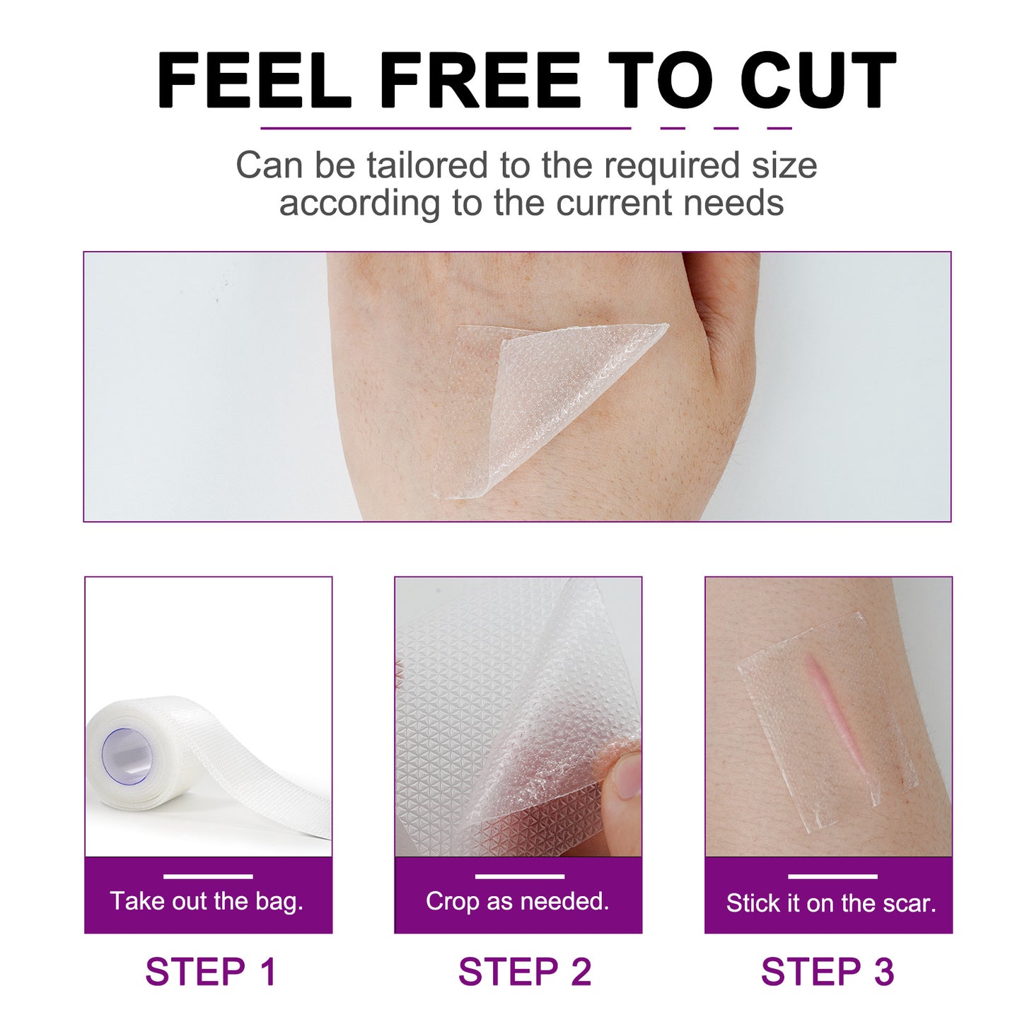 ELAIMEI- Clear Silicone Scar Sheets -Professional Scar Removal 4cm x 1.5m