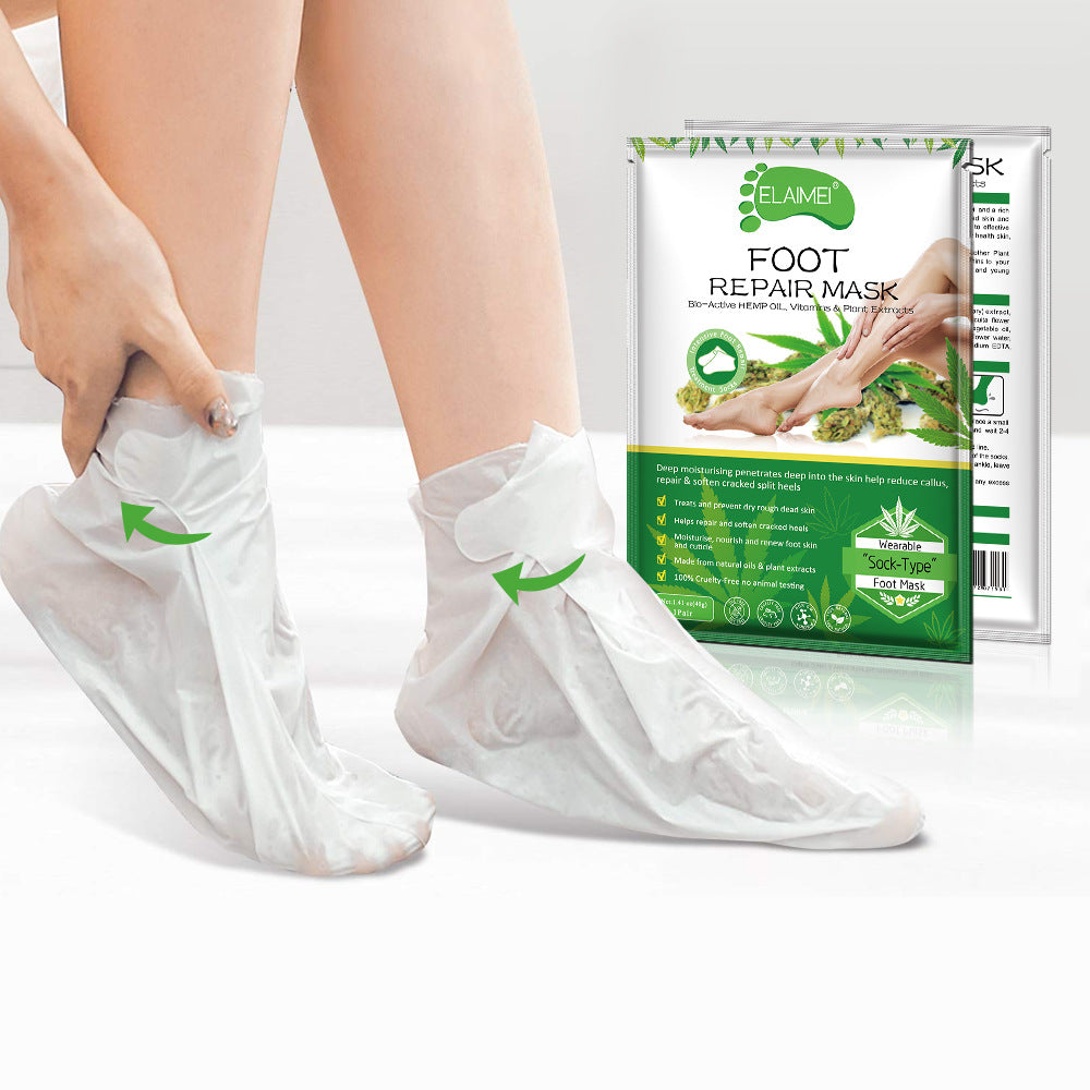 ELAIMEI Foot Mask Hemp Oil Nourishing Moisturizing Repairing Plant-Based