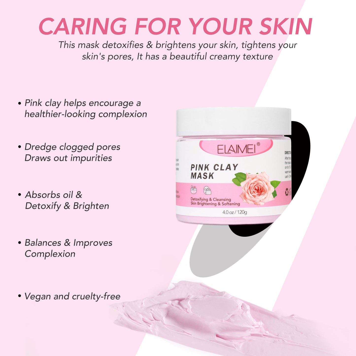 ELAIMEI - Clay Mask-Detoxifying Cleansing and Softening -Purify Pores-Control Oil