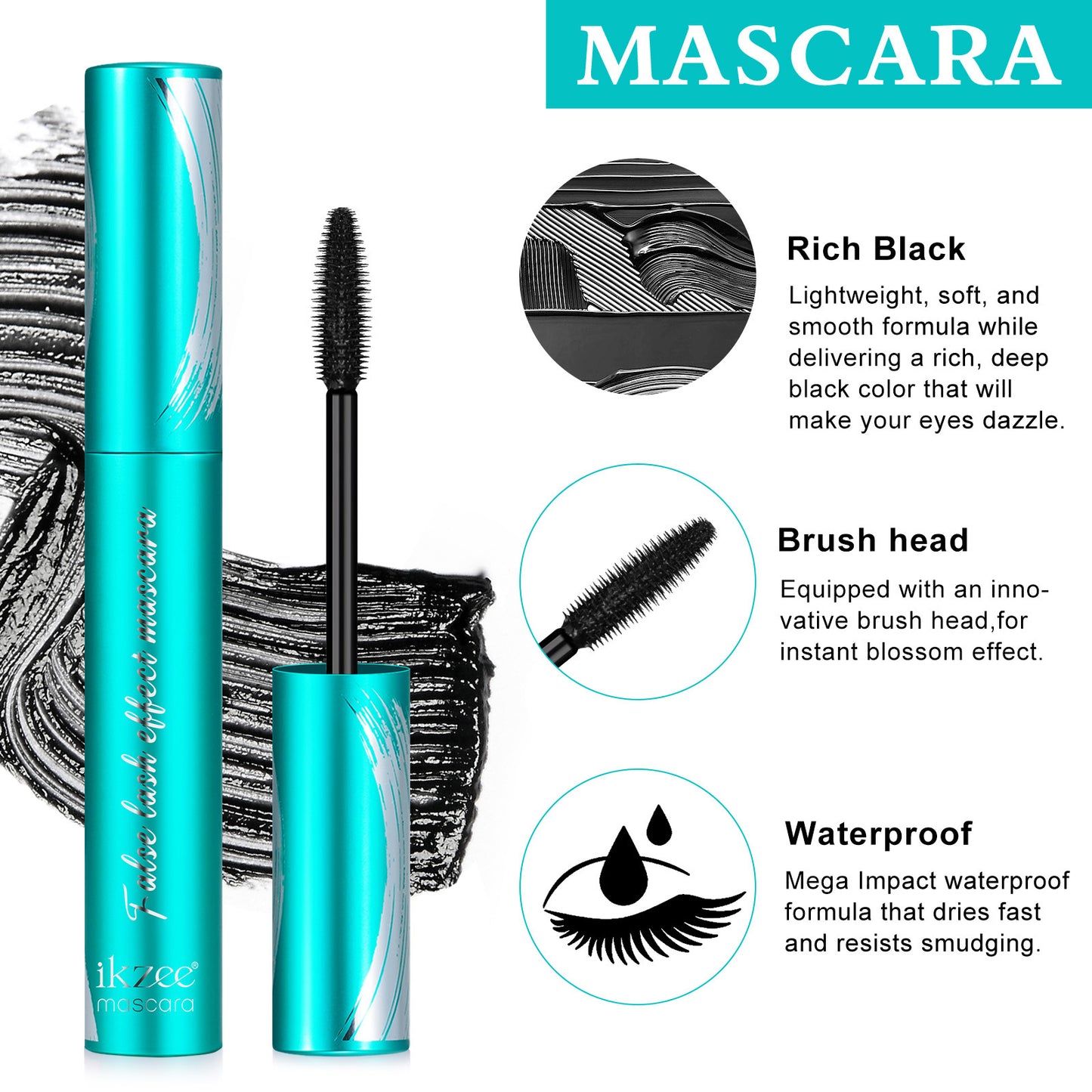 IKZEE - Waterproof False Lash Effect Curling and Long Lasting Volumizing Mascara