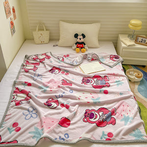 Disney Cartoon Thickened Milk Velvet Blanket 150 x 200cm - Strawberry Bear