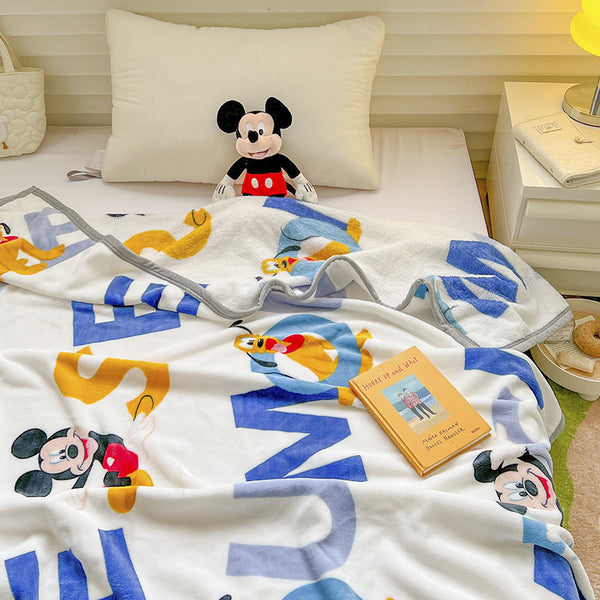 Disney Cartoon Thickened Milk Velvet Blanket 150 x 200cm - Mickey Letters