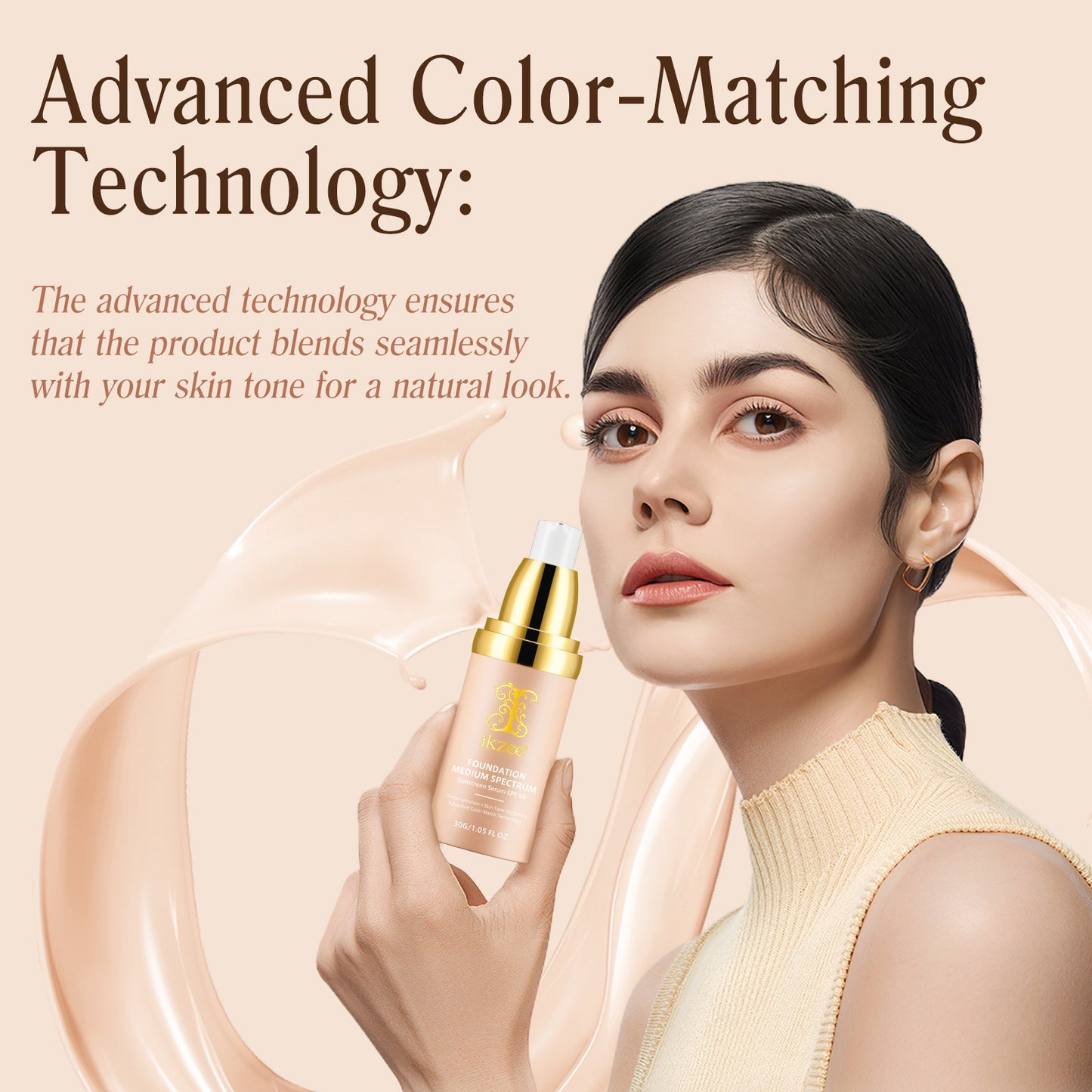 IKZEE -4-in-1 Foundation Medium Spectrum - Advanced Color Match Technology-30g