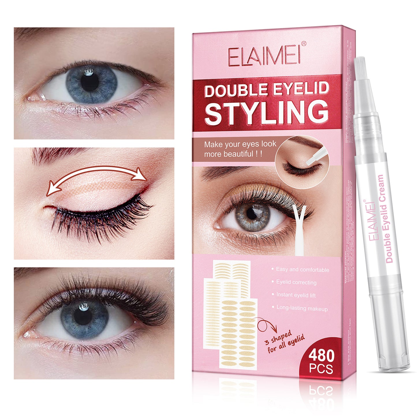 ELAIMEI - Invisible Double Eyelid Lifter Strips Tape Sticker-Waterproof 480-Piece