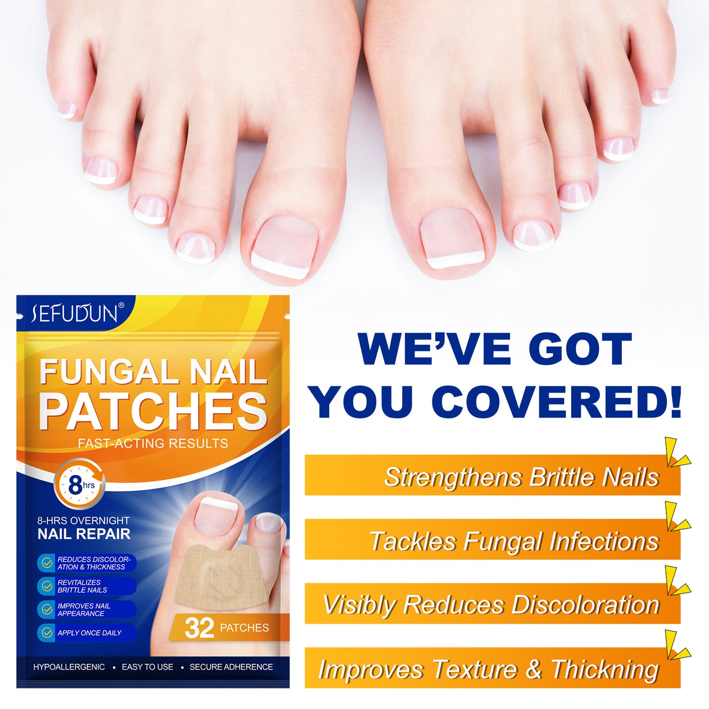 SEFUDUN - Fungal Nail Patches-Nail Repair-Fast Acting Results - 32 Patches