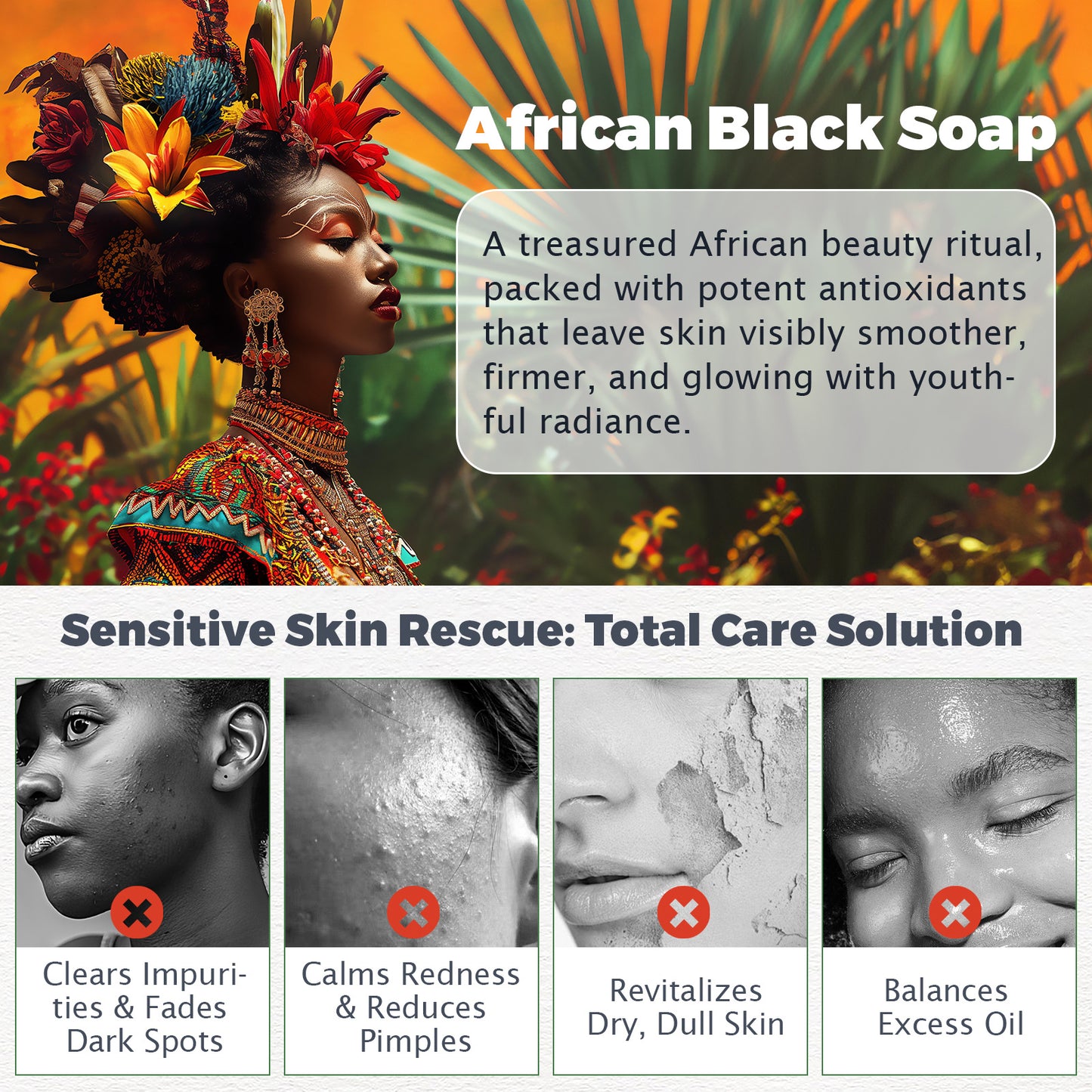 ELAIMEI - African Black Soap-Organic Handmade-Hydrates & Balances Oily Skin