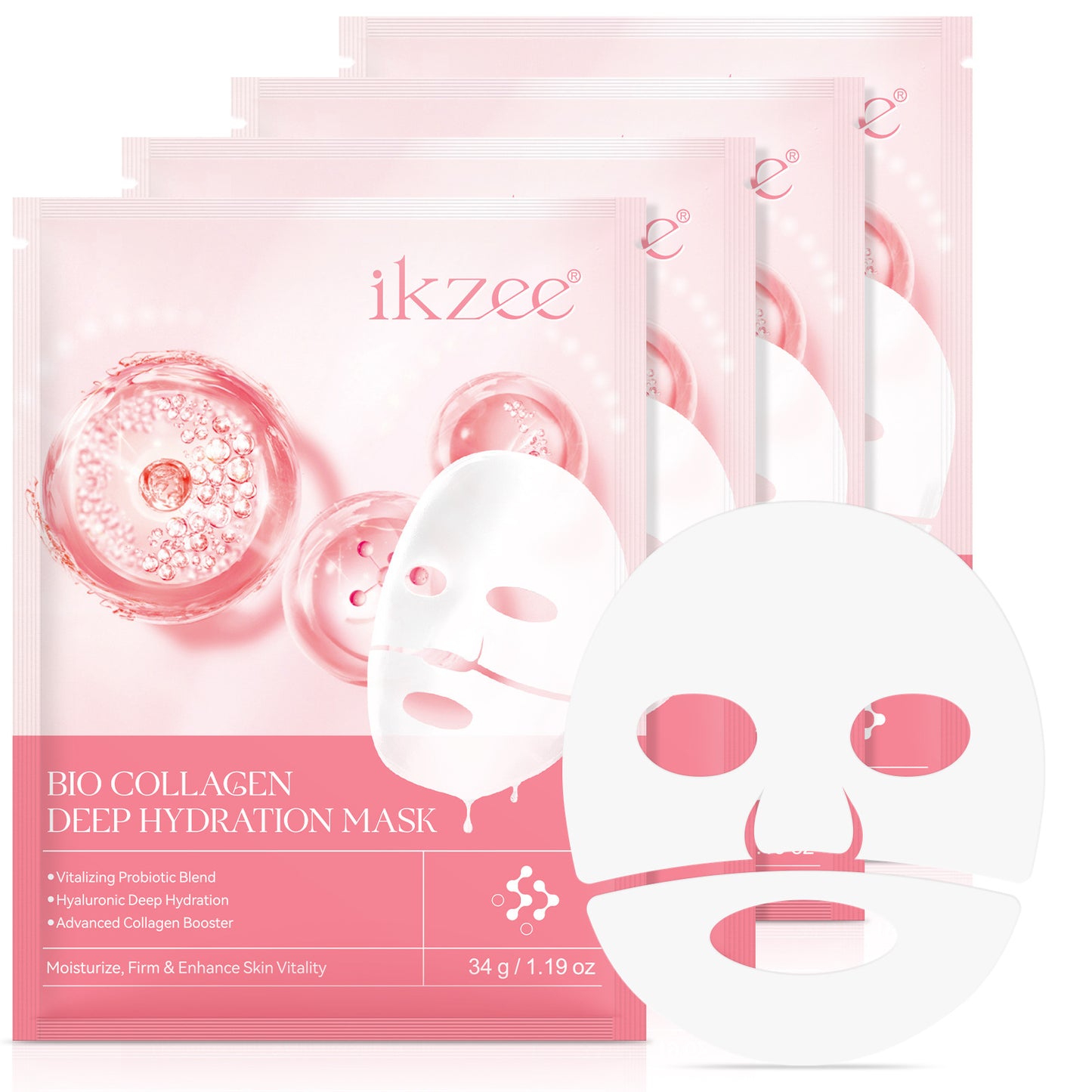 IKZEE - Collagen Hydrating Hydrogel Mask Moisturizing Lifting Firming Wrinkle 4 Piece