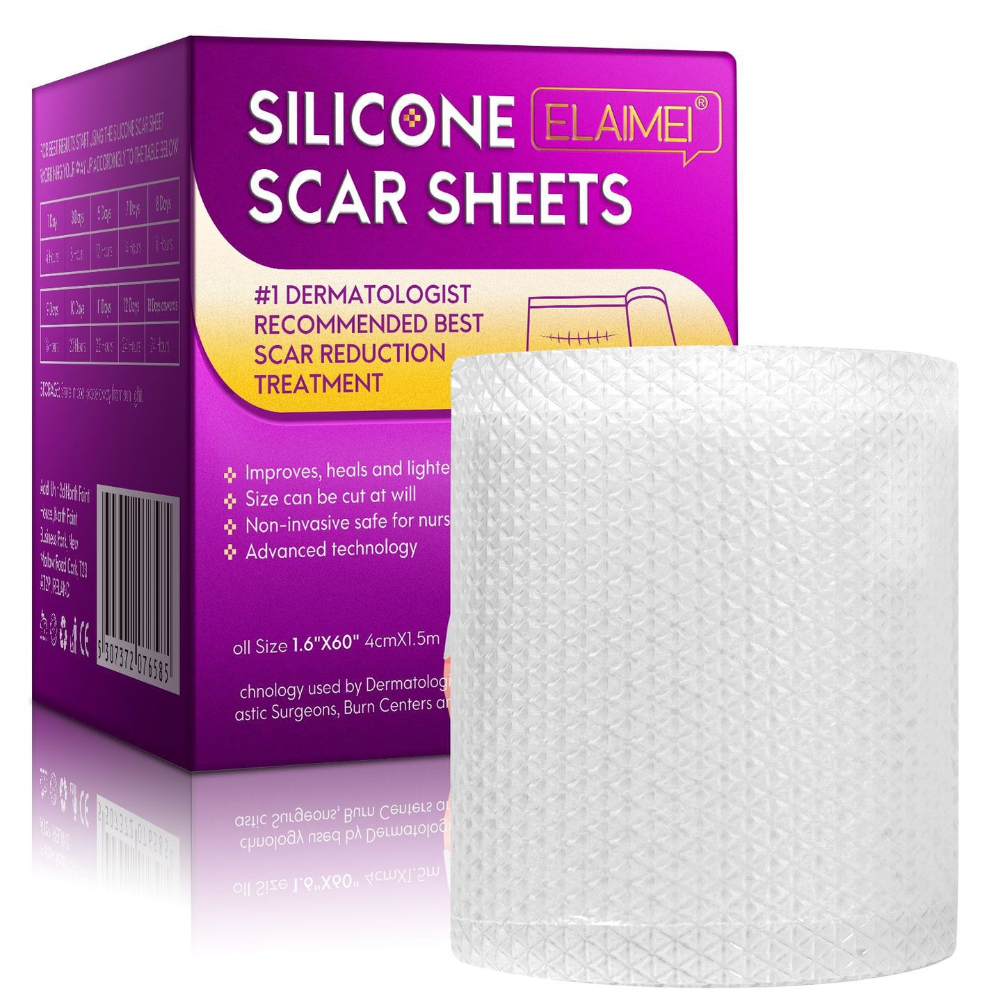 ELAIMEI- Clear Silicone Scar Sheets -Professional Scar Removal 4cm x 1.5m