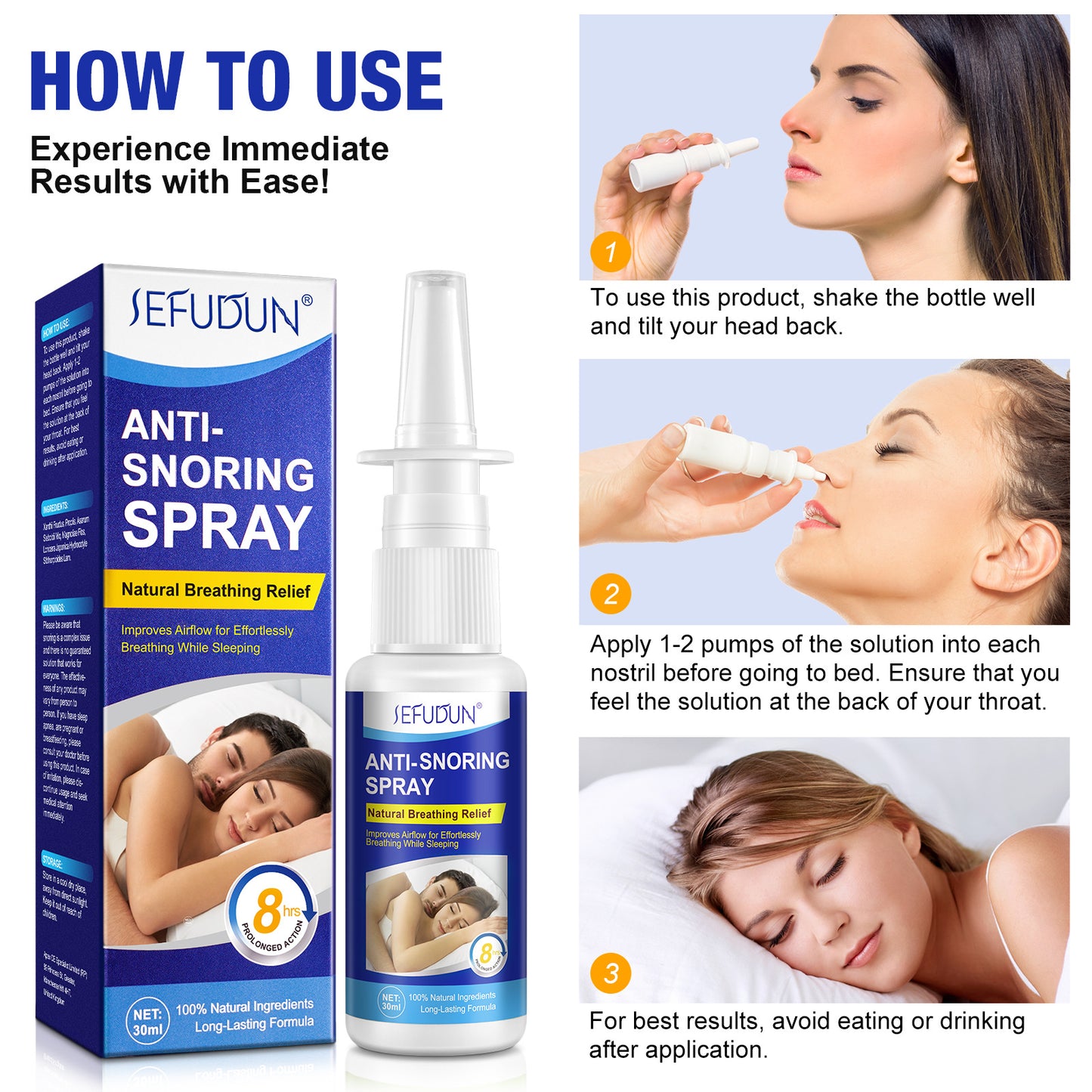 SEFUDUN - Anti Snoring Spray - Natural Breathing Relief-Improves Airflow