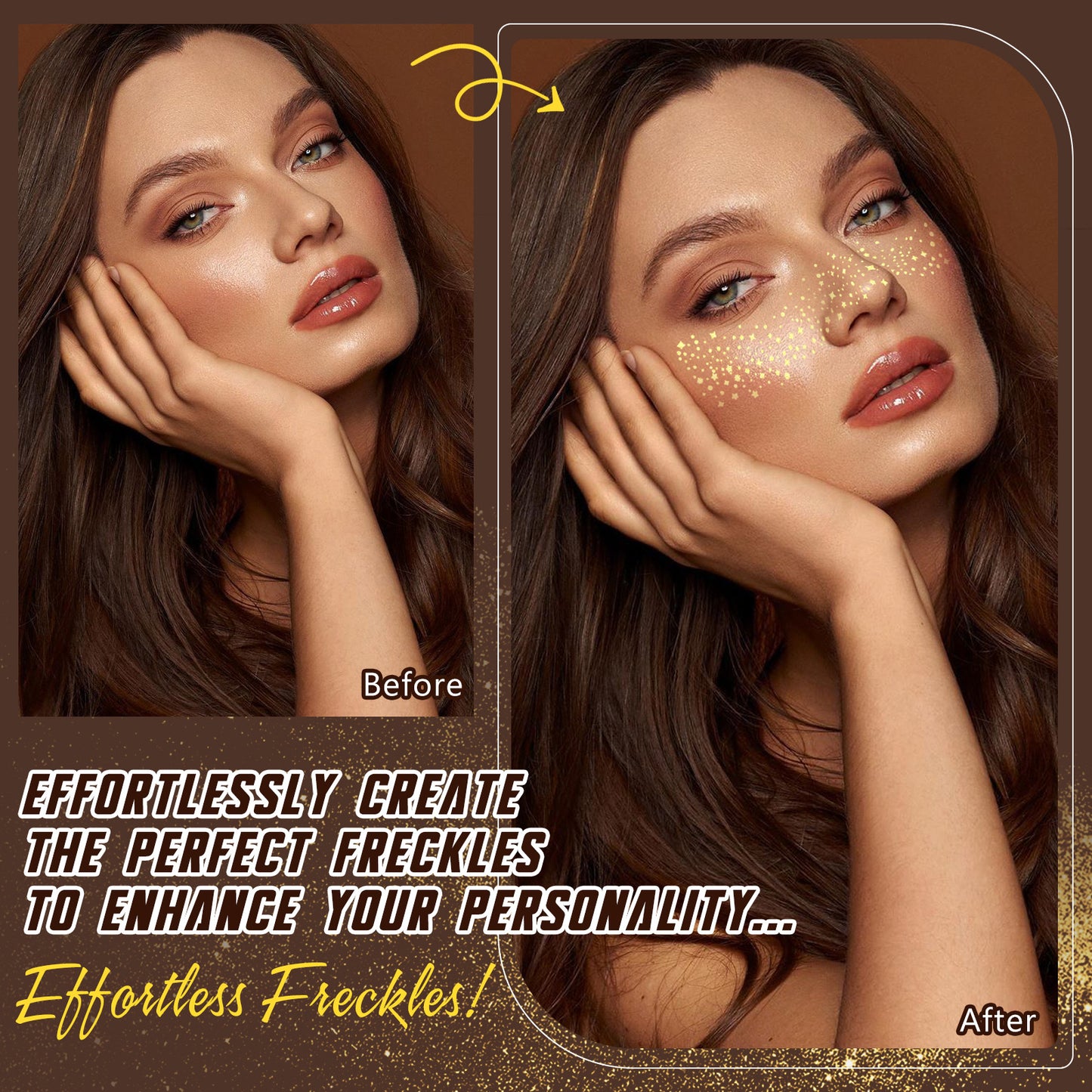 IKZEE - Face Makeup Gold Glitter Freckle Patches-Waterproof -Effortless Glam