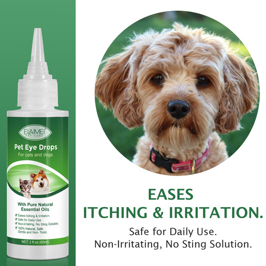 ELAIMEI - Pet Eye Drops for Cats and Dogs-With Pure Natural Essential Oils- 60ml