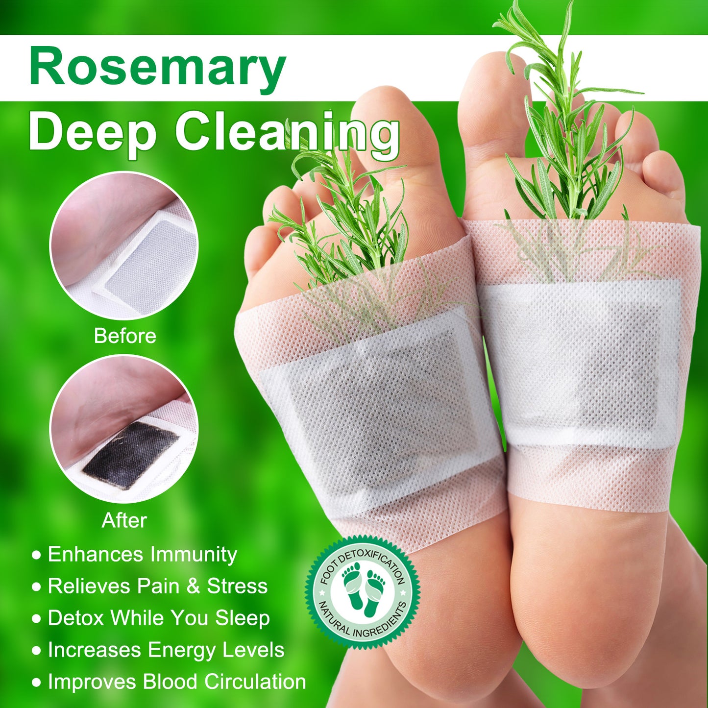 SEFUDUN - Rosemary Deep Cleaning Foot Patch Relaxation Relieves Pain & Stress